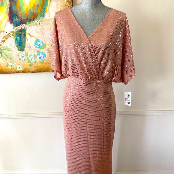 ALEX B NITES WOMAN ROSE GOLD SEQUIN  FORMAL DRESS PLUS SIZE 20W 🌟NWT🌟 - Picture 13 of 14